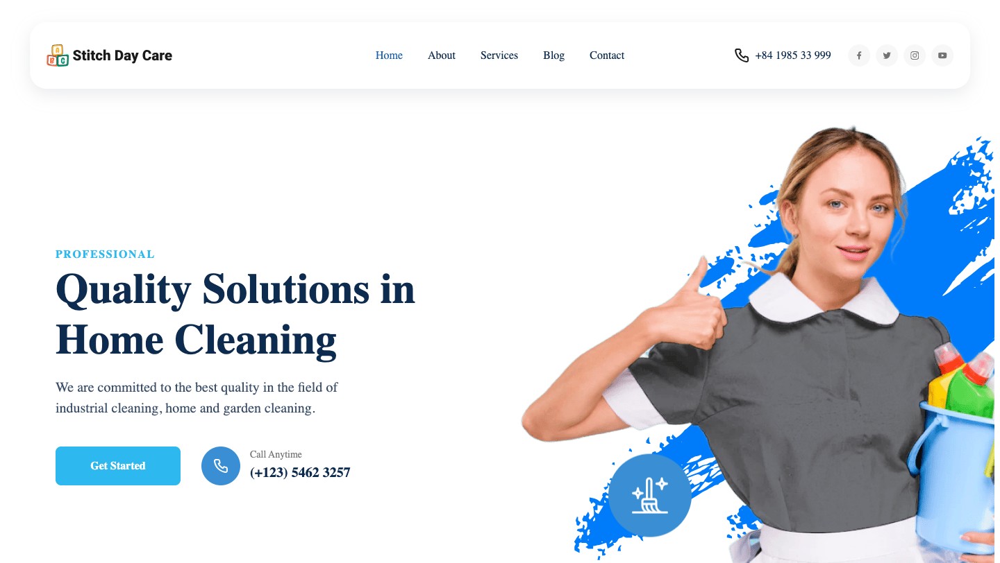 Home cleaning service website demo preview
