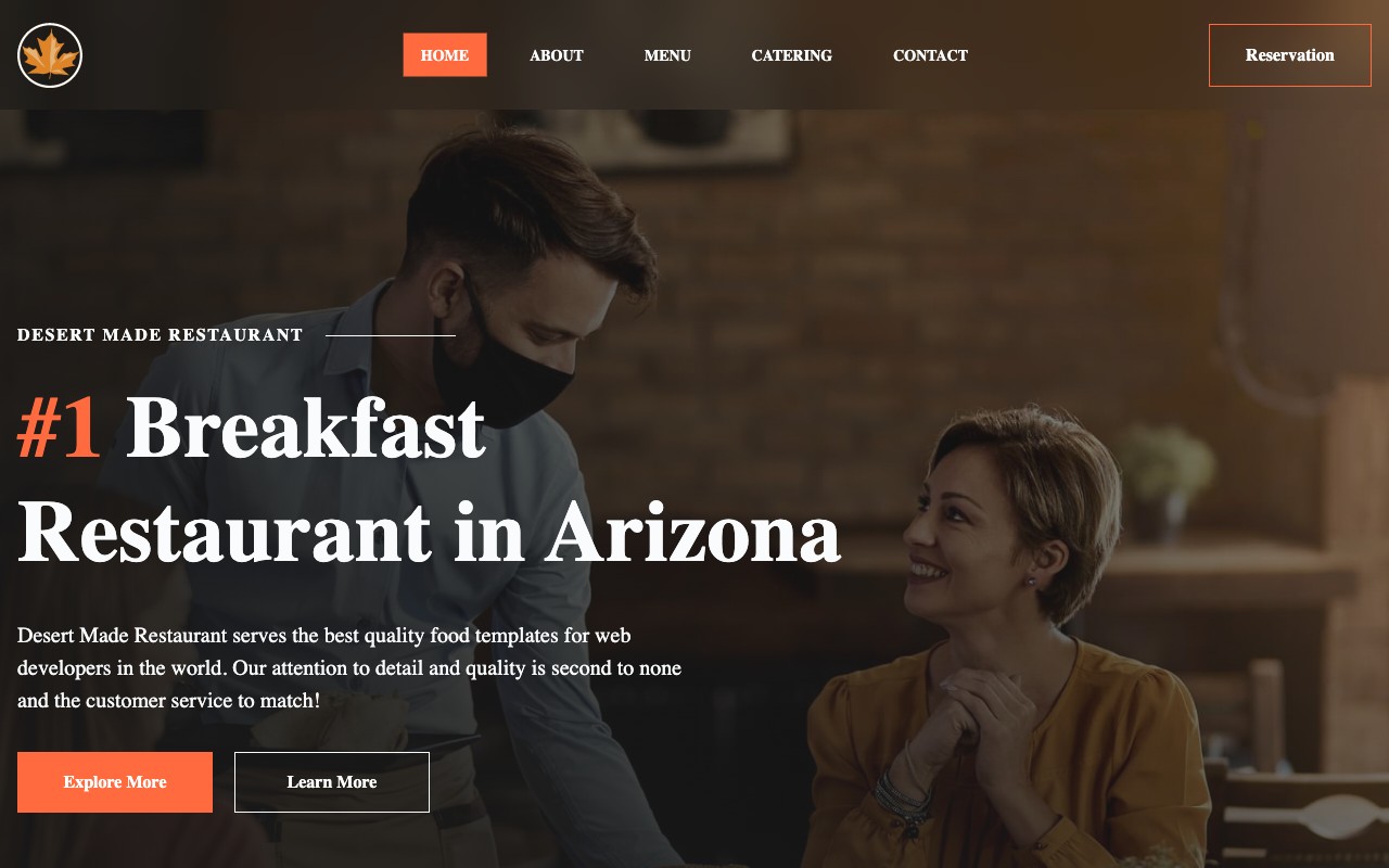 Restaurant website demo preview